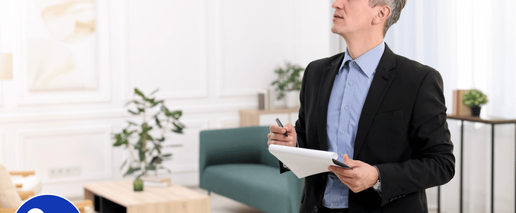 Professional home inspector examining new home in Hockessin